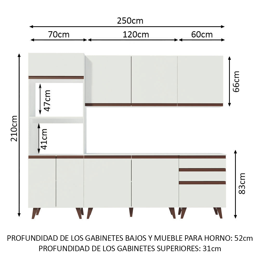 Cocina Integral Reims 2.50 m con Encimera Blanco