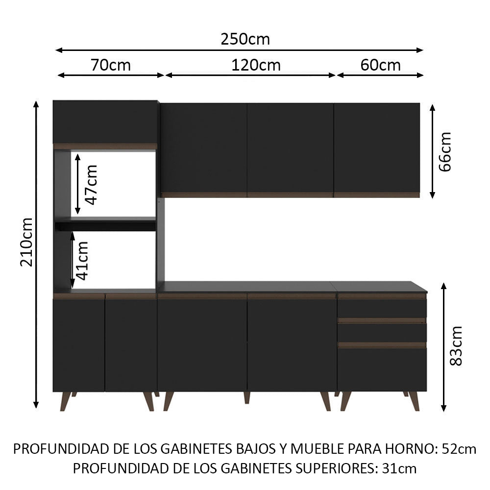 Cocina Integral Reims 2.50 m con Encimera Negro