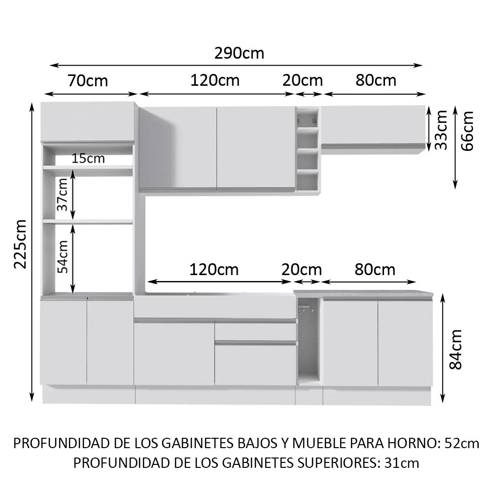 Cocina Integral Vicenza 2.90 Metros Blanco
