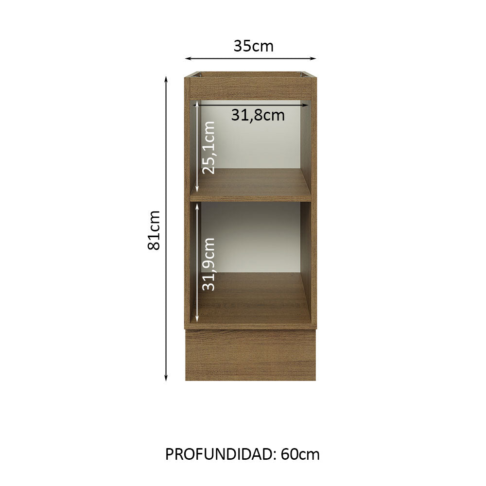 Mueble de Cocina Bajo Glamy 1 Puerta 35 cm x 60 cm sin Encimera Marrón/Blanco