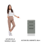 Mueble de Cocina Bajo Agata 3 Cajones 40 cm x 60 cm con Encimera Blanco/Gris