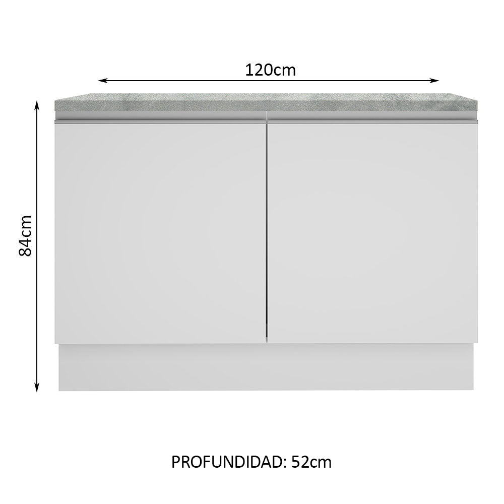 Mueble de Cocina Bajo Glamy 1.20 m 2 Puertas con Encimera Blanco