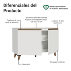Mueble de Cocina Bajo Reims 1.20 Metros 2 Puertas con Encimera Blanco