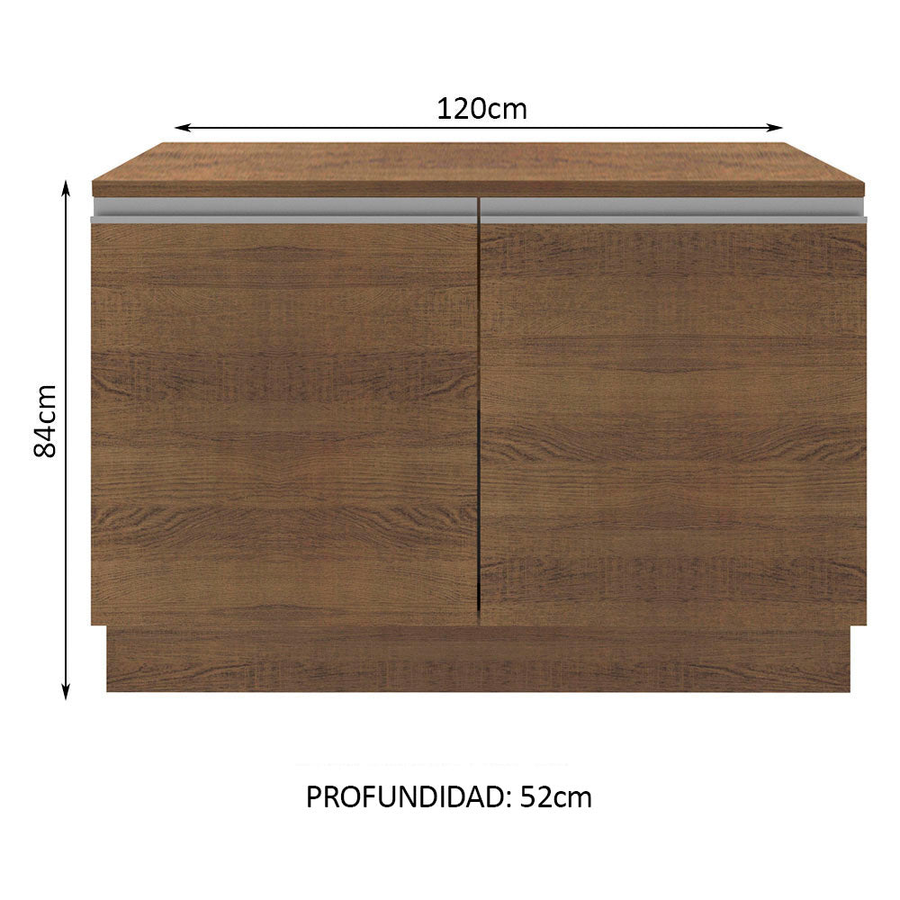Mueble de Cocina Bajo Glamy 1.20 m 2 Puertas con Encimera Marrón