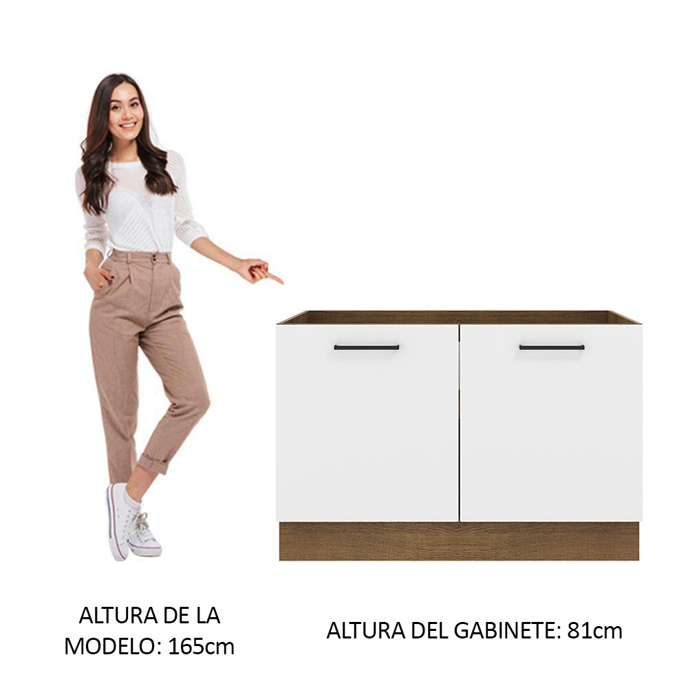 Mueble de Cocina Bajo Agata 1.20 m 2 Puertas Marrón/Blanco
