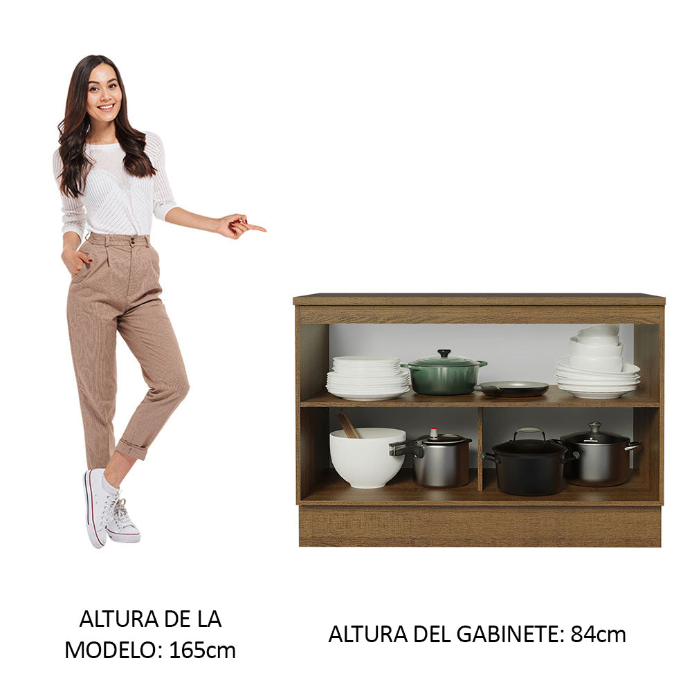Mueble de Cocina Bajo Agata 1.20 m 2 Puertas con Encimera Marrón/Blanco