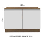 Mueble de Cocina Bajo Glamy 1.20 m 2 Puertas con Encimera Marrón/Blanco