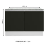 Mueble de Cocina Bajo Glamy 1.20 m 2 Puertas con Encimera