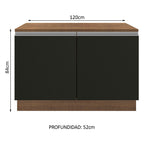 Mueble de Cocina Bajo Glamy 1.20 m 2 Puertas con Encimera Marrón/Negro
