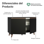 Mueble de Cocina Bajo Reims 1.20 Metros 2 Puertas con Encimera Negro