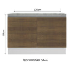 Mueble de Cocina Bajo Glamy 1.20 m 2 Puertas con Encimera Blanco/Marrón