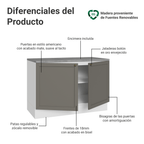 Mueble de Cocina Bajo Vik 1.20 m 2 Puertas con Encimera Blanco/Gris