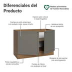 Mueble de Cocina Bajo Vik 1.20 Metros 2 Puertas Marrón/Gris