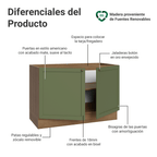 Mueble de Cocina Bajo Vik 1.20 Metros 2 Puertas Marrón/Verde