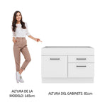 Mueble de Cocina Bajo Agata 1.20 m 1 Puerta 2 Cajones Blanco