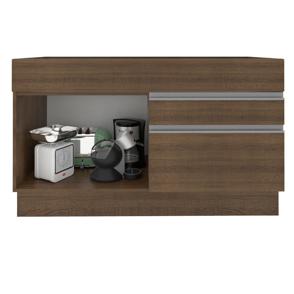 Mueble de Cocina Bajo Glamy 1.20 m 1 Puerta 2 Cajones Marrón