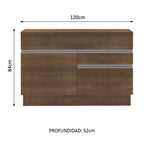 Mueble de Cocina Bajo Glamy 1.20 m 1 Puerta 2 Cajones con Encimera Marrón