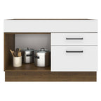 Mueble de Cocina Bajo Agata 1.20 m 1 Puerta 2 Cajones Marrón/Blanco