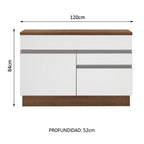 Mueble de Cocina Bajo Glamy 1.20 m 1 Puerta 2 Cajones con Encimera Marrón/Blanco