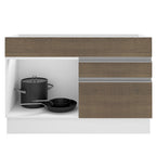 Mueble de Cocina Bajo Glamy 1.20 m 1 Puerta 2 Cajones Blanco/Marrón