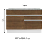 Mueble de Cocina Bajo Glamy 1.20 m 1 Puerta 2 Cajones con Encimera Blanco/Marrón
