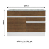 Mueble de Cocina Bajo Glamy 1.20 m 1 Puerta 2 Cajones con Encimera