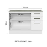 Mueble de Cocina Bajo Agata 1.20 m 2 Puertas 3 Cajones con Encimera
