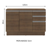Mueble de Cocina Bajo Glamy 1.20 m 2 Puertas 3 Cajones con Encimera