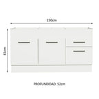 Mueble de Cocina Bajo Agata 1.50 m 2 Puertas 2 Cajones Blanco