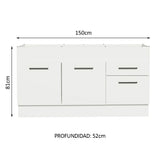 Mueble de Cocina Bajo Agata 1.50 m 2 Puertas 2 Cajones