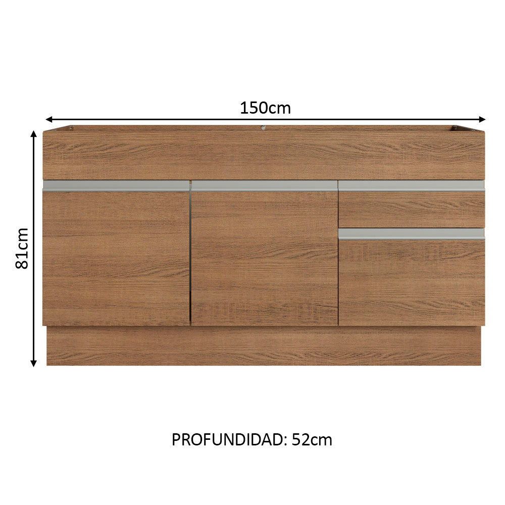 Mueble de Cocina Bajo Glamy 1.50 m 2 Puertas 2 Cajones