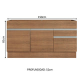 Mueble de Cocina Bajo Glamy 1.50 m 2 Puertas 2 Cajones