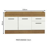 Mueble de Cocina Bajo Agata 1.50 m 2 Puertas 2 Cajones