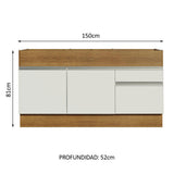 Mueble de Cocina Bajo Glamy 1.50 Metros 2 Puertas 2 Cajones