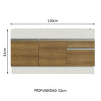 Mueble de Cocina Bajo Glamy 1.50 m 2 Puertas 2 Cajones Blanco/Marrón