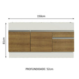 Mueble de Cocina Bajo Glamy 1.50 m 2 Puertas 2 Cajones