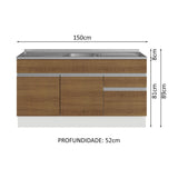 Mueble de Cocina Bajo Glamy 1.50 Metros con Mesón de Acero
