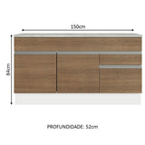 Mueble de Cocina Bajo Glamy 1.50 m 2 Puertas 2 Cajones con Encimera