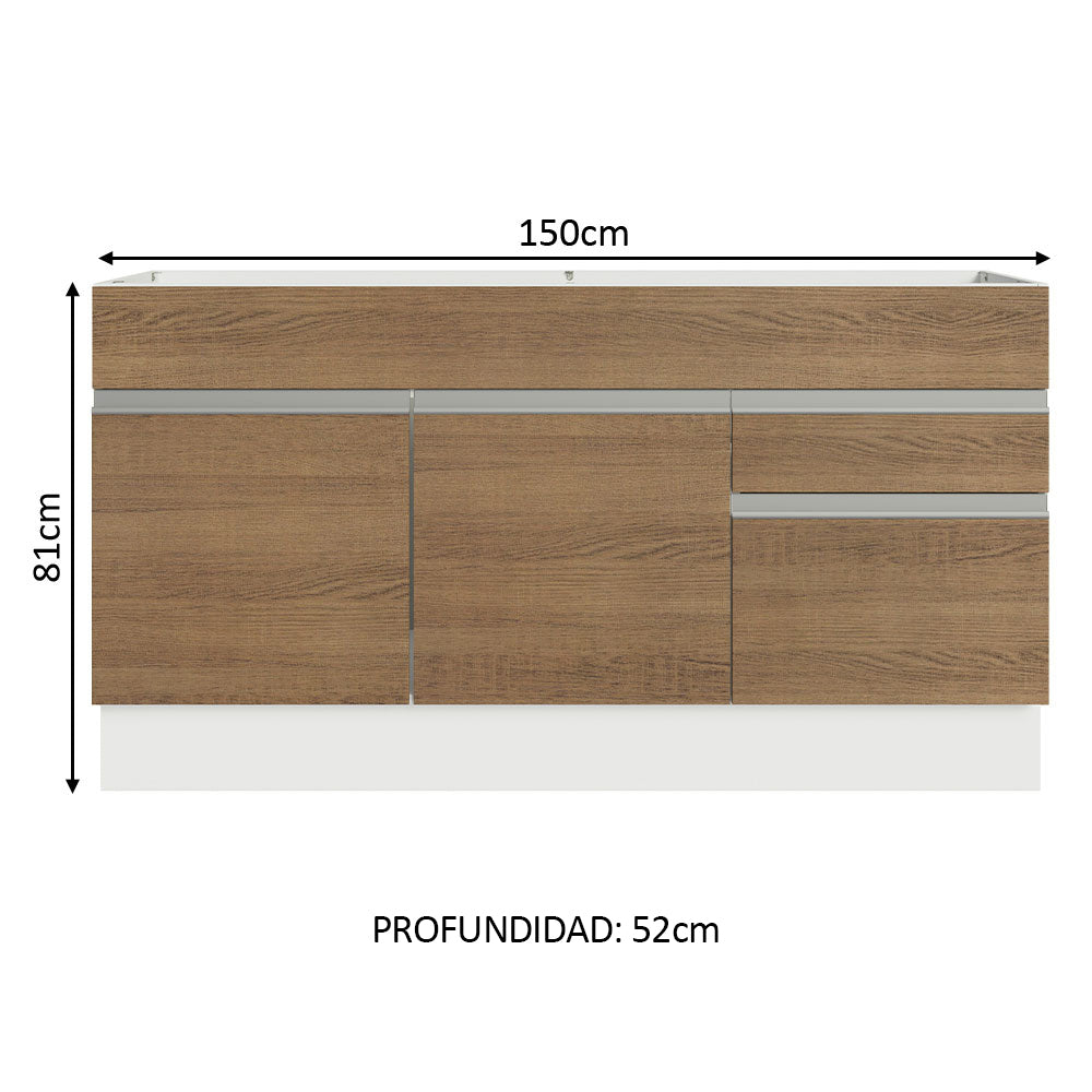 Mueble de Cocina Bajo Glamy 1.50 m 2 Puertas 2 Cajones