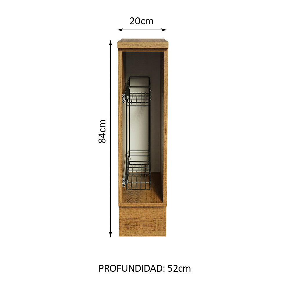 Mueble de Cocina Bajo Portacondimentos Glamy, Agata y Stella 20 cm Marrón