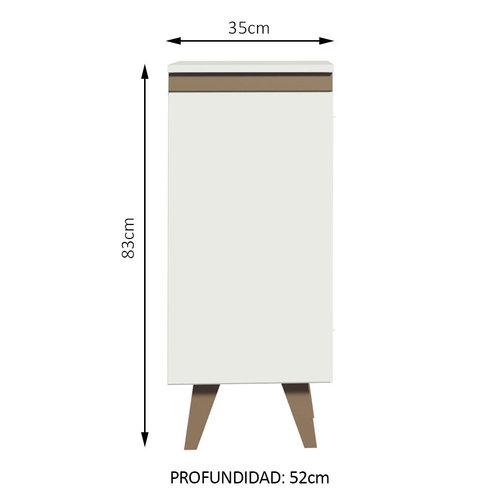 Mueble de Cocina Bajo Reims 35 cm 1 Puerta Blanco