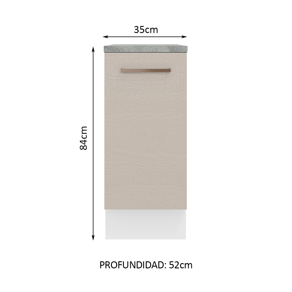 Mueble de Cocina Bajo Agata 35 cm 1 Puerta Blanco/Crema