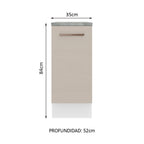 Mueble de Cocina Bajo Agata 35 cm 1 Puerta Blanco/Crema