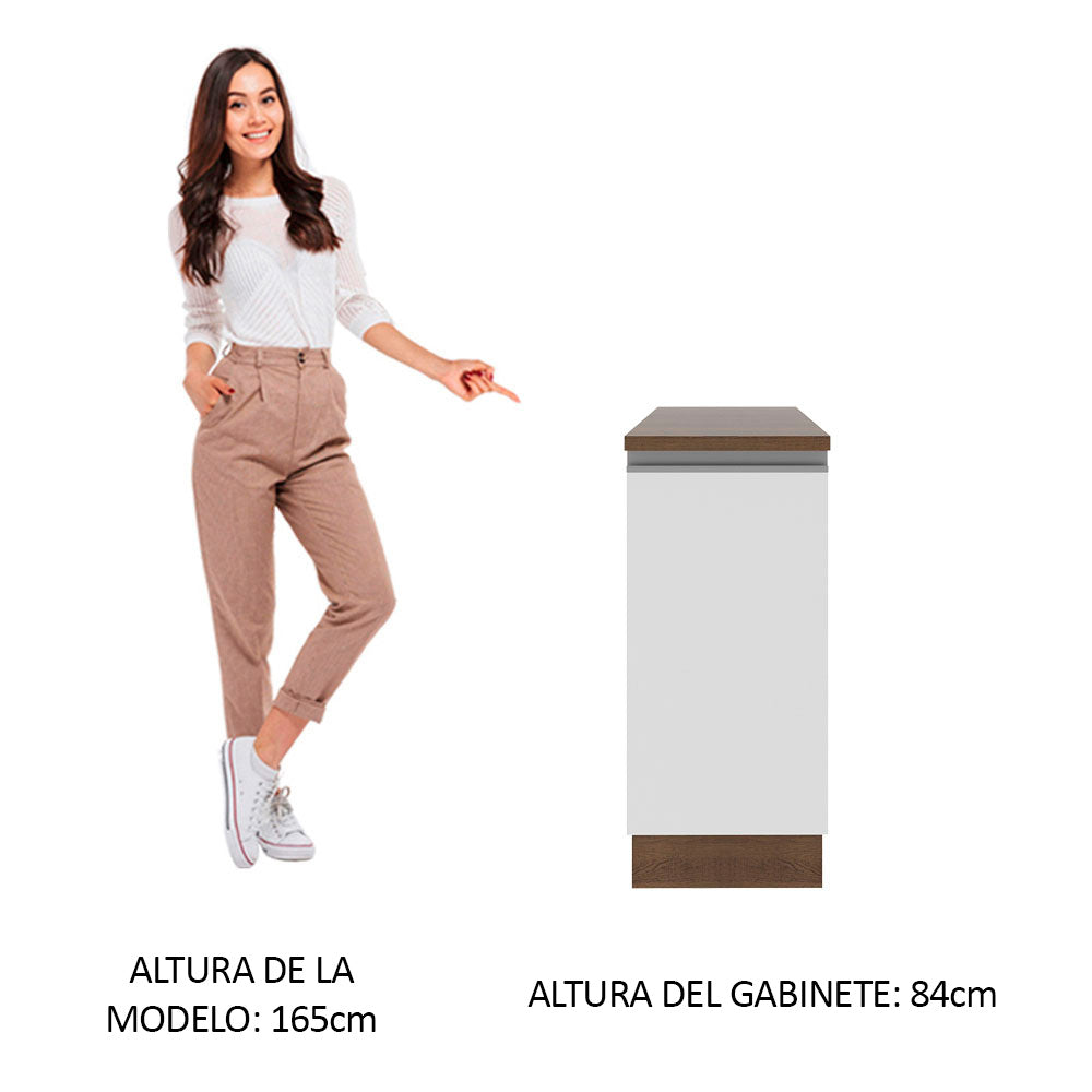 Mueble de Cocina Bajo Glamy 35 cm 1 Puerta Marrón/Blanco