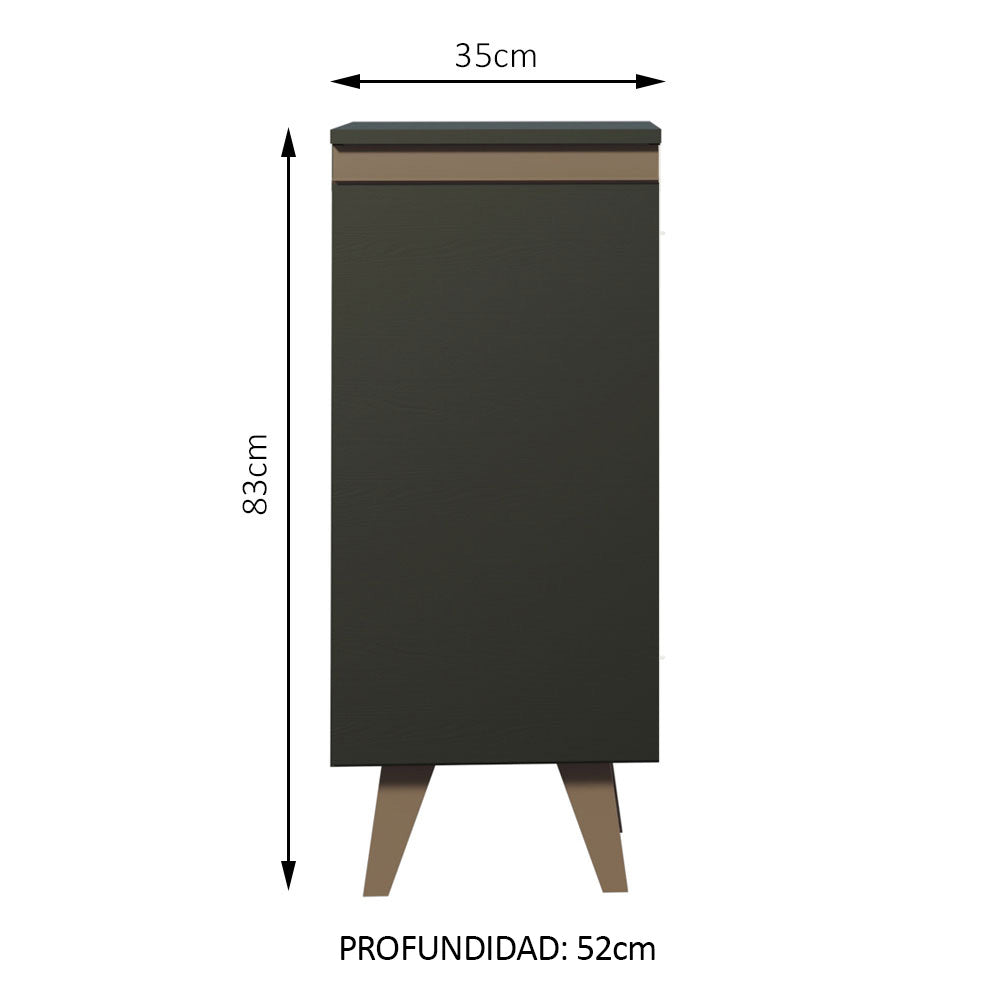Mueble de Cocina Bajo Reims 35 cm 1 Puerta Negro