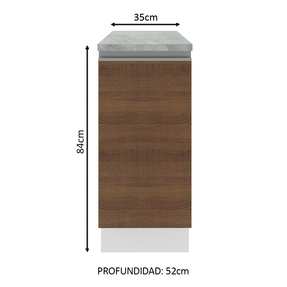 Mueble de Cocina Bajo Glamy 35 cm 1 Puerta Blanco/Marrón