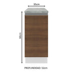 Mueble de Cocina Bajo Glamy 35 cm 1 Puerta Blanco/Marrón