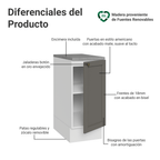Mueble de Cocina Bajo Vik 35 cm 1 Puerta Blanco/Gris