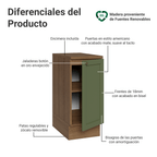 Mueble de Cocina Bajo Vik 35 cm 1 Puerta Marrón/Verde