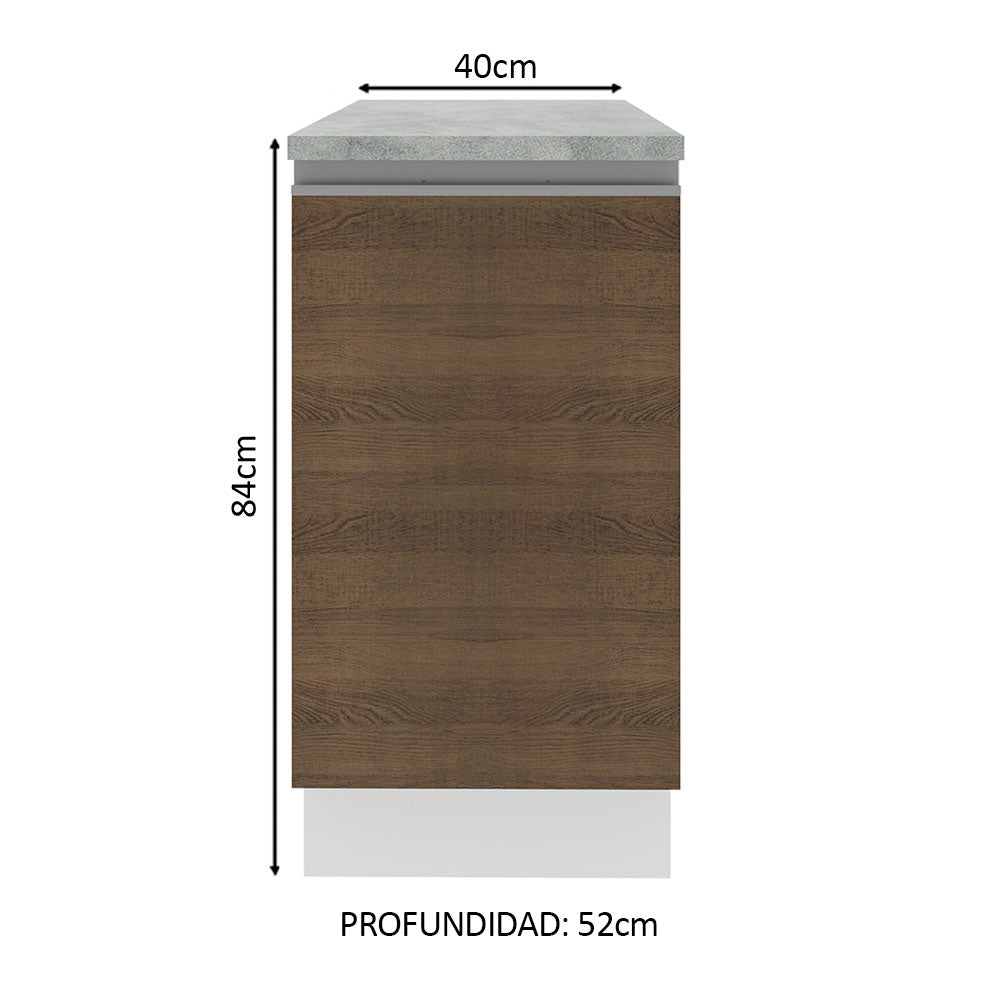Mueble de Cocina Bajo Glamy 40 cm 1 Puerta Blanco/Marrón